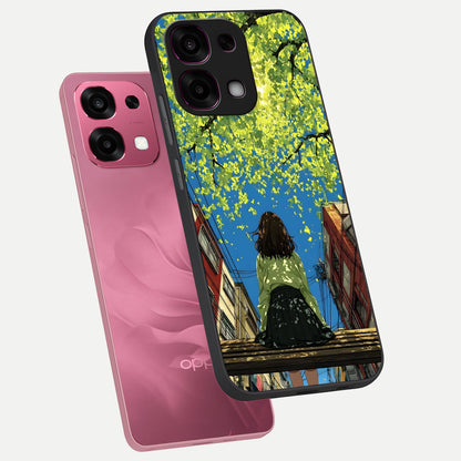 Golden Leaves Glow phone case For Oppo F31 5G showing premium glass back cover with detailed artwork