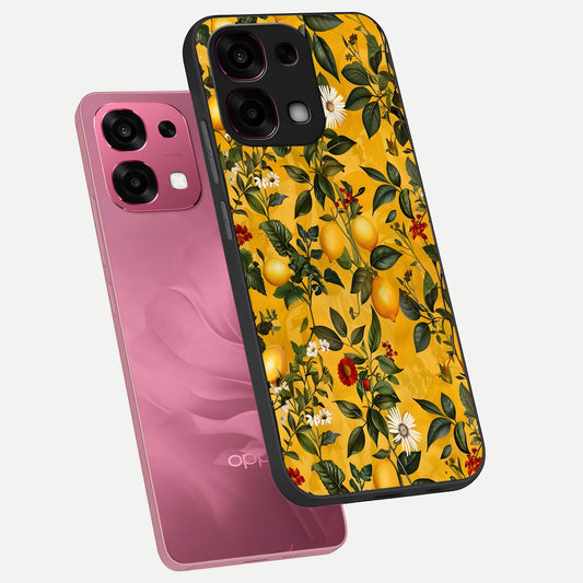 Golden Lemon Field phone case For Oppo F31 5G showing premium glass back cover with detailed artwork