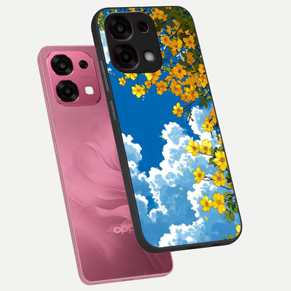  Golden Petal Sky phone case For Oppo F31 5G showing premium glass back cover with detailed artwork