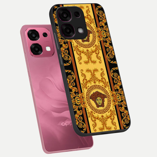  Golden Royal Heritage phone case For Oppo F31 5G showing premium glass back cover with detailed artwork