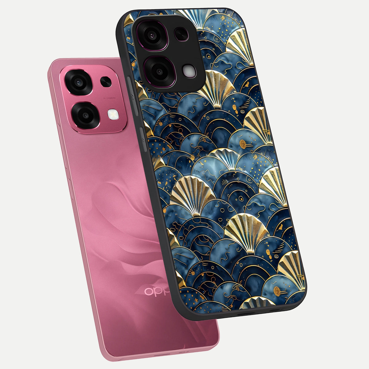  Golden Wave Luxe phone case For Oppo F31 5G showing premium glass back cover with detailed artwork