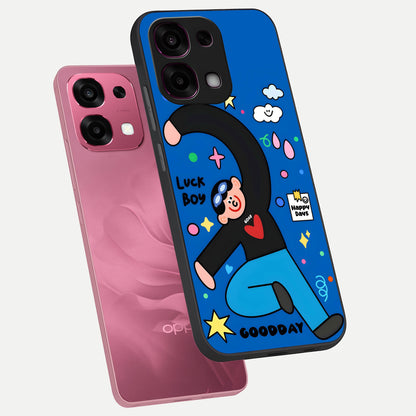  Happy Luck Vibe phone case For Oppo F31 5G showing premium glass back cover with detailed artwork