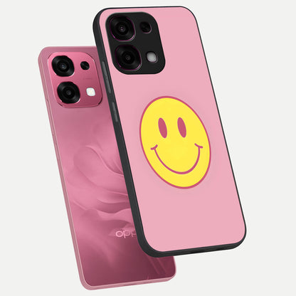  Happy Pink Mood phone case For Oppo F31 5G showing premium glass back cover with detailed artwork