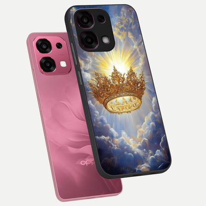  Heavenly Crown Light phone case For Oppo F31 5G showing premium glass back cover with detailed artwork