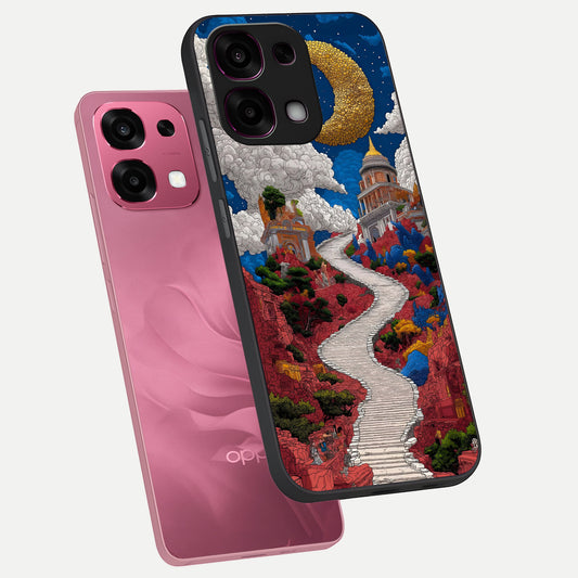  Heavenly Moon Path phone case For Oppo F31 5G showing premium glass back cover with detailed artwork