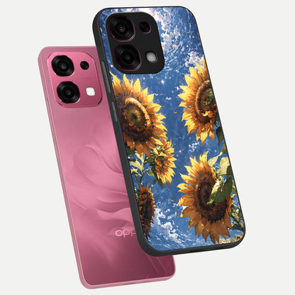  Heavenly Sunflower Rise phone case For Oppo F31 5G showing premium glass back cover with detailed artwork
