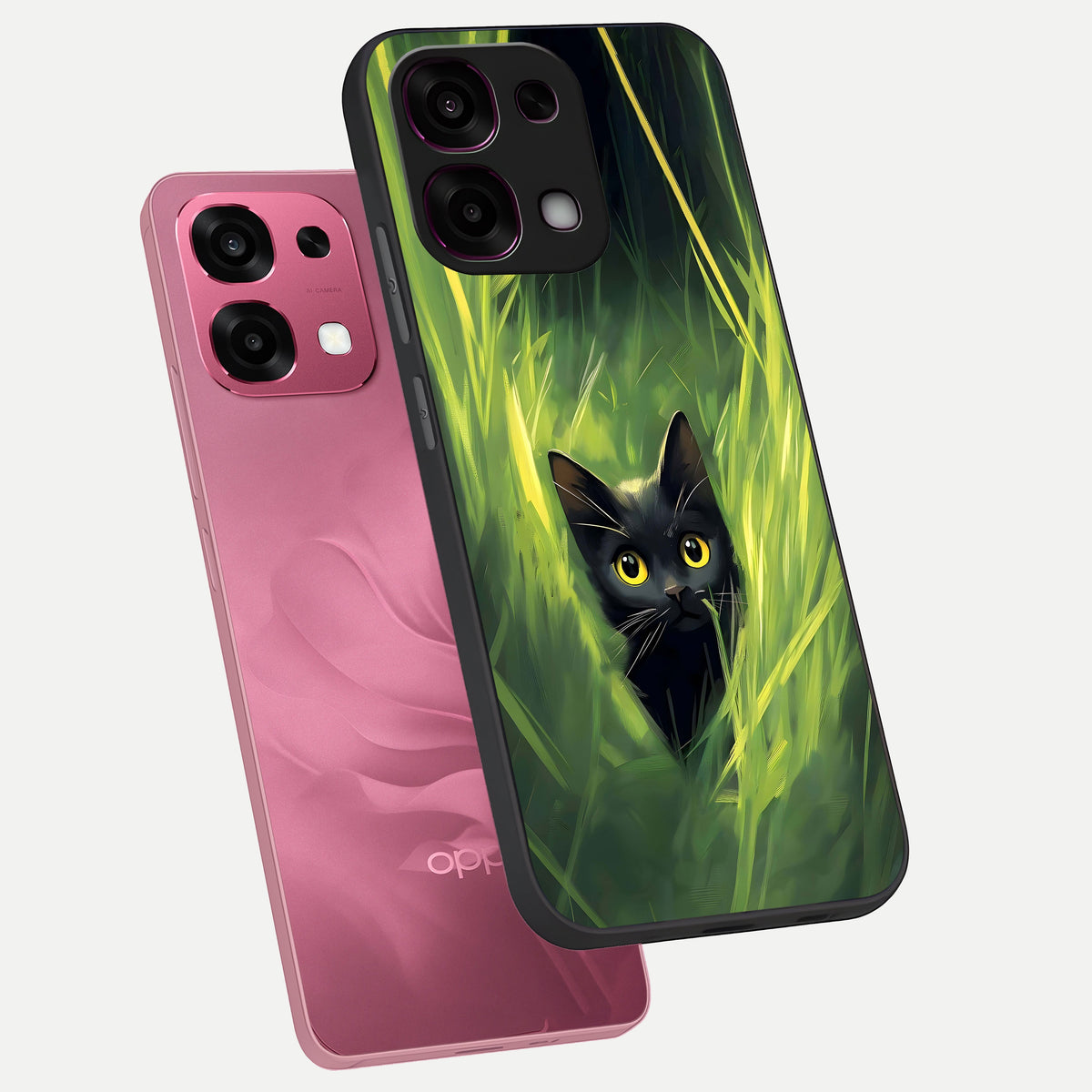  Hidden Cat Whisper phone case For Oppo F31 5G showing premium glass back cover with detailed artwork