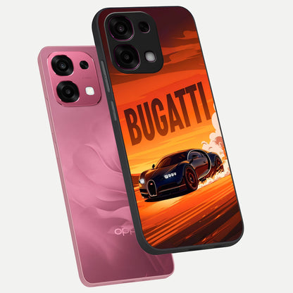 Inferno Bugatti Storm phone case For Oppo F31 5G showing premium glass back cover with detailed artwork