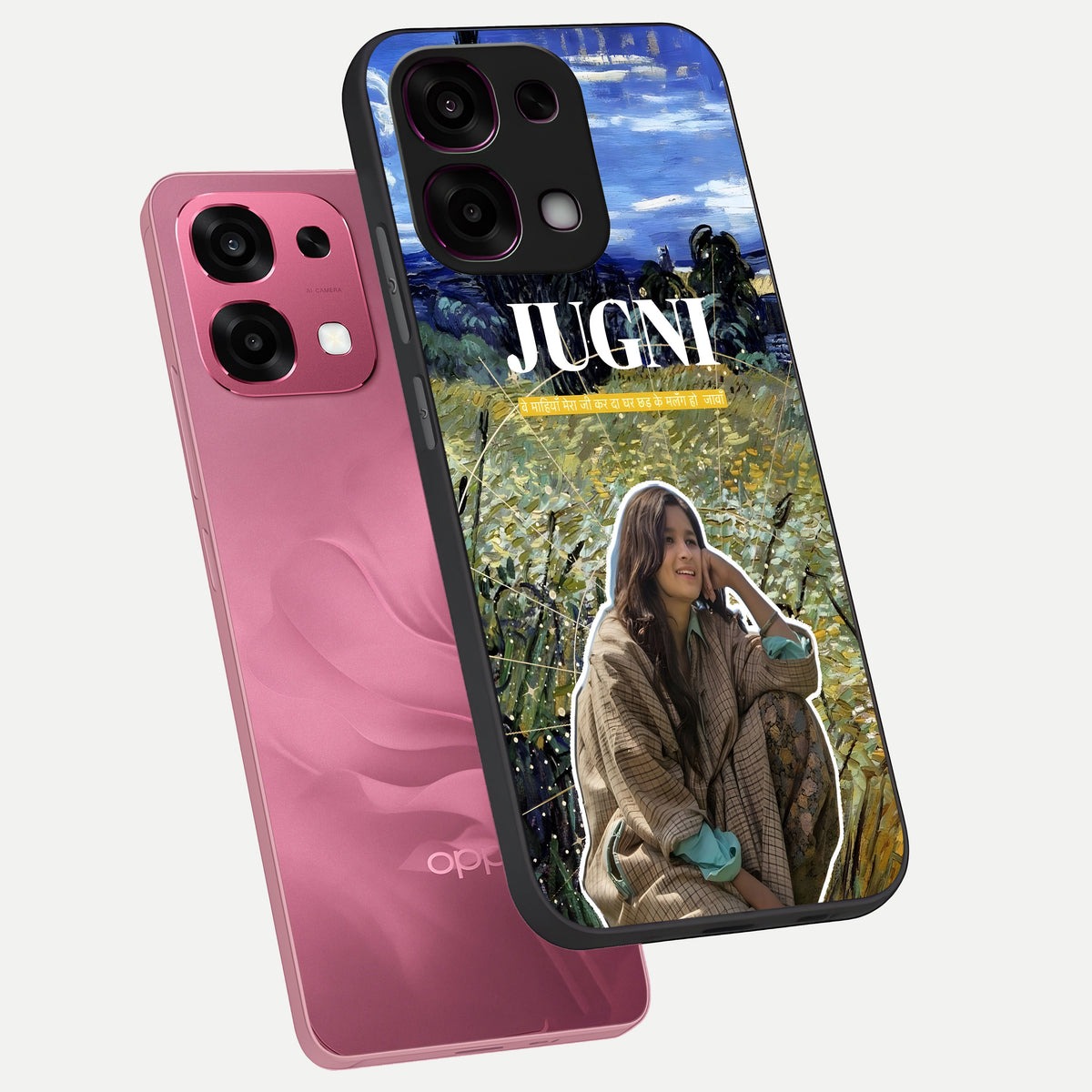  Jugni Soul Vibes phone case For Oppo F31 5G showing premium glass back cover with detailed artwork