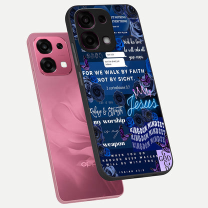  Kingdom Faith Glow phone case For Oppo F31 5G showing premium glass back cover with detailed artwork