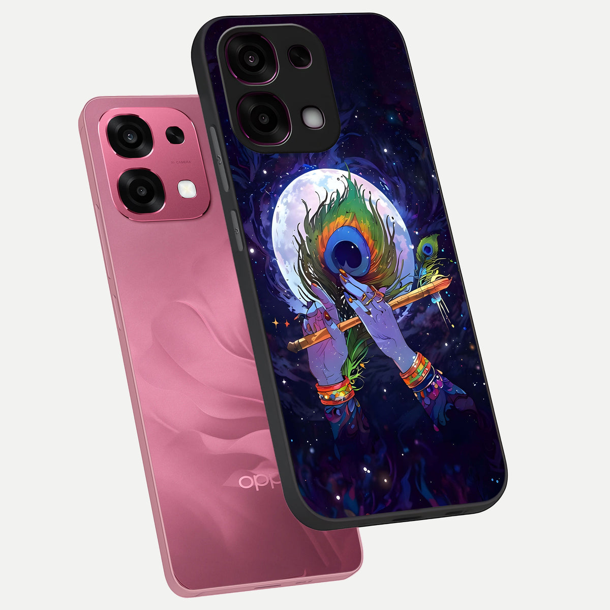  Krishna Hands Art phone case For Oppo F31 5G showing premium glass back cover with detailed artwork