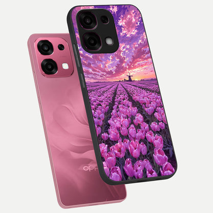  Lavender Dream Skies phone case For Oppo F31 5G showing premium glass back cover with detailed artwork