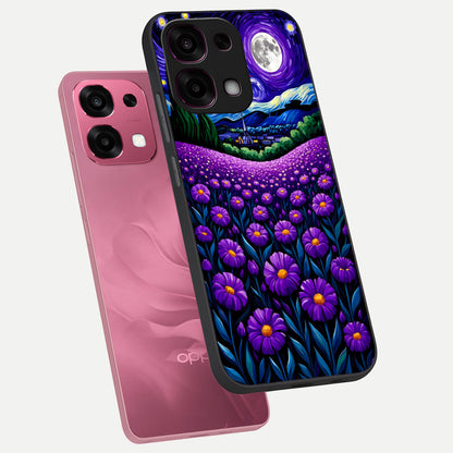  Lavender Moon Field phone case For Oppo F31 5G showing premium glass back cover with detailed artwork