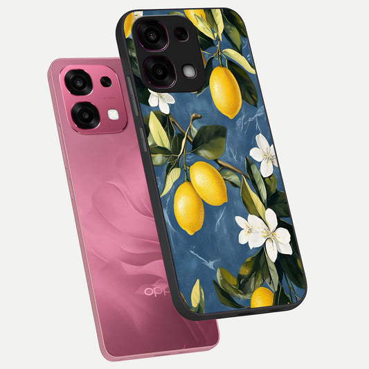  Lemon Dream Garden phone case For Oppo F31 5G showing premium glass back cover with detailed artwork