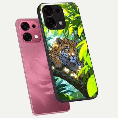  Leopard in Jungle phone case For Oppo F31 5G showing premium glass back cover with detailed artwork