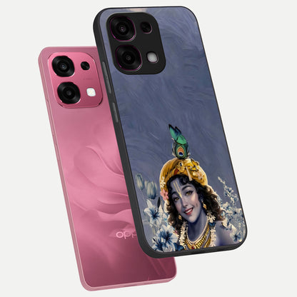  Lord Krishna phone case For Oppo F31 5G showing premium glass back cover with detailed artwork