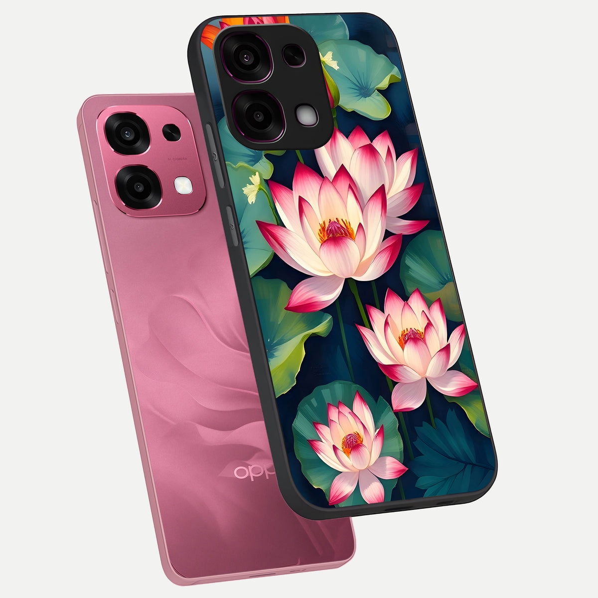  Lotus Dream Serenity phone case For Oppo F31 5G showing premium glass back cover with detailed artwork