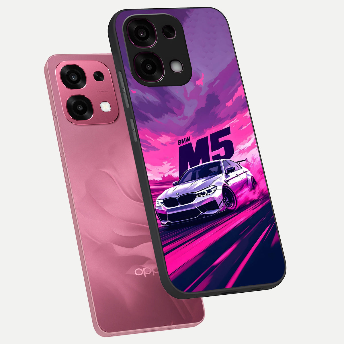  MS Neon Car phone case For Oppo F31 5G showing premium glass back cover with detailed artwork
