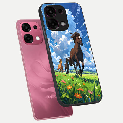  Majestic Horses Galloping phone case For Oppo F31 5G showing premium glass back cover with detailed artwork