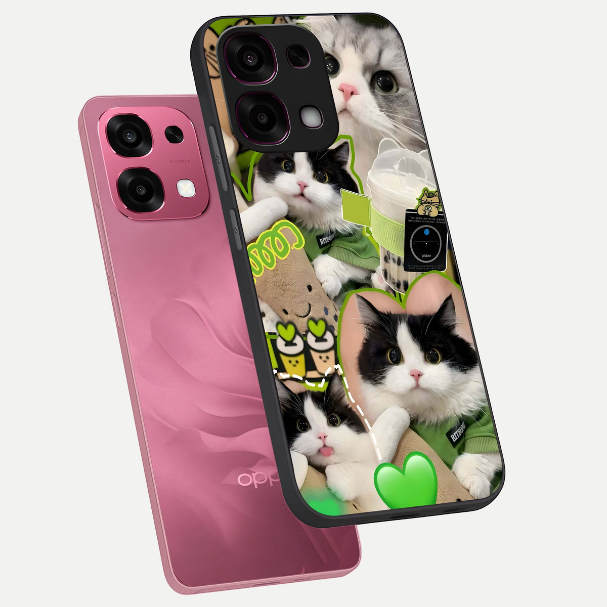  Matcha Cats Mood phone case For Oppo F31 5G showing premium glass back cover with detailed artwork