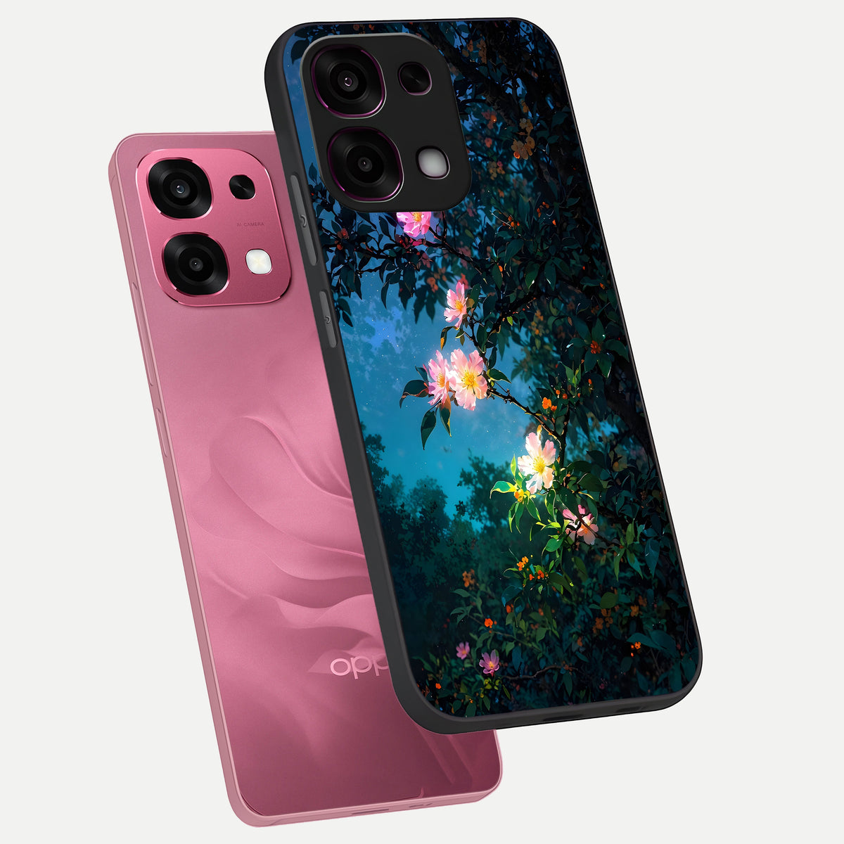  Midnight Bloom Glow phone case For Oppo F31 5G showing premium glass back cover with detailed artwork