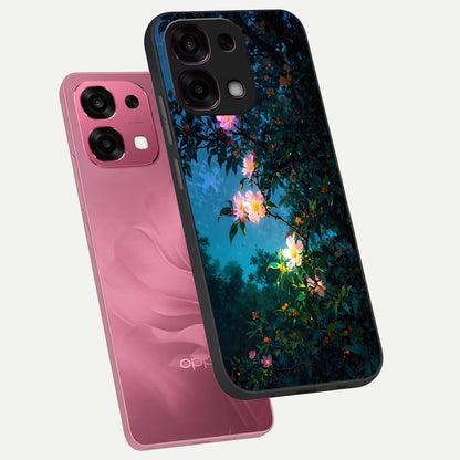  Midnight Bloom Glow phone case For Oppo F31 5G showing premium glass back cover with detailed artwork
