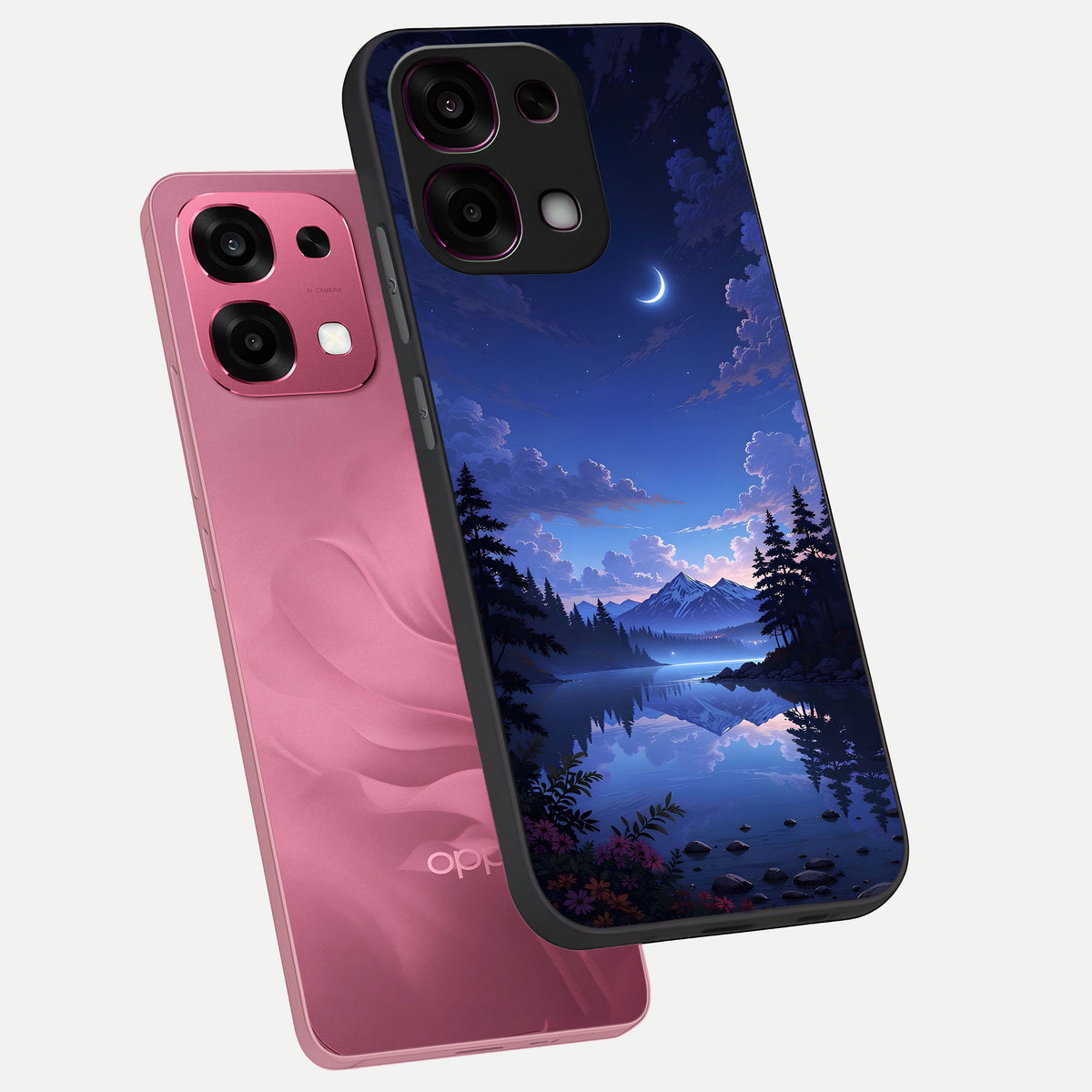  Midnight Lake Peace phone case For Oppo F31 5G showing premium glass back cover with detailed artwork