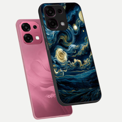  Midnight Sky Whirl phone case For Oppo F31 5G showing premium glass back cover with detailed artwork