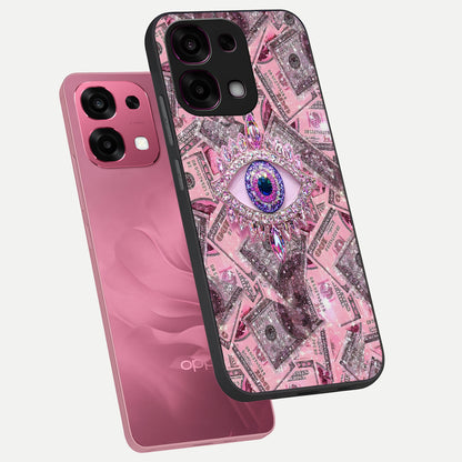  Money Eye Luxe phone case For Oppo F31 5G showing premium glass back cover with detailed artwork
