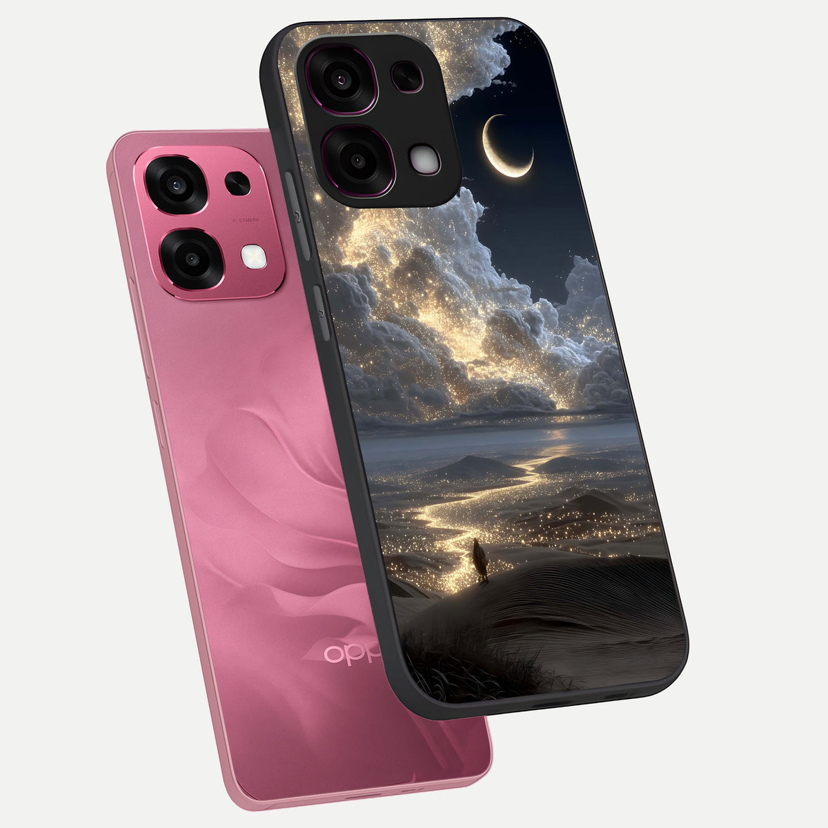  Moonlight Spark Path phone case For Oppo F31 5G showing premium glass back cover with detailed artwork