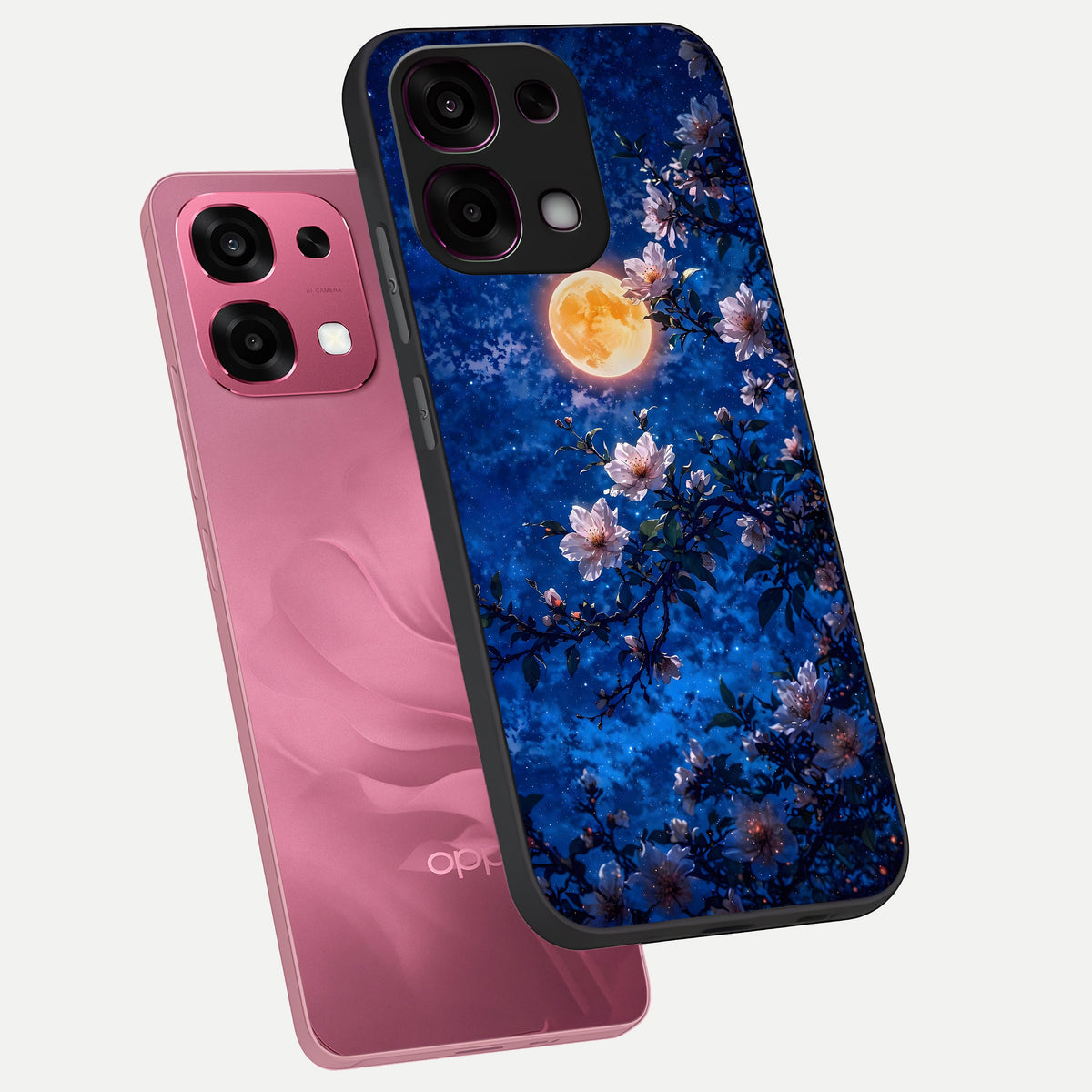  Moonlit Blossoms Night phone case For Oppo F31 5G showing premium glass back cover with detailed artwork