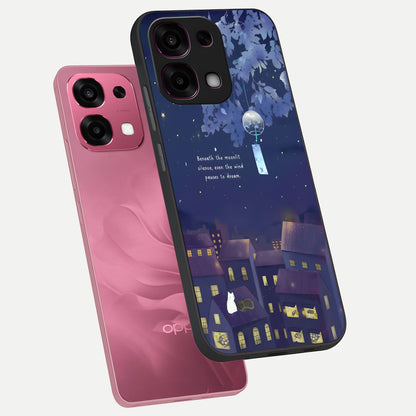  Moonlit Cat Silence phone case For Oppo F31 5G showing premium glass back cover with detailed artwork