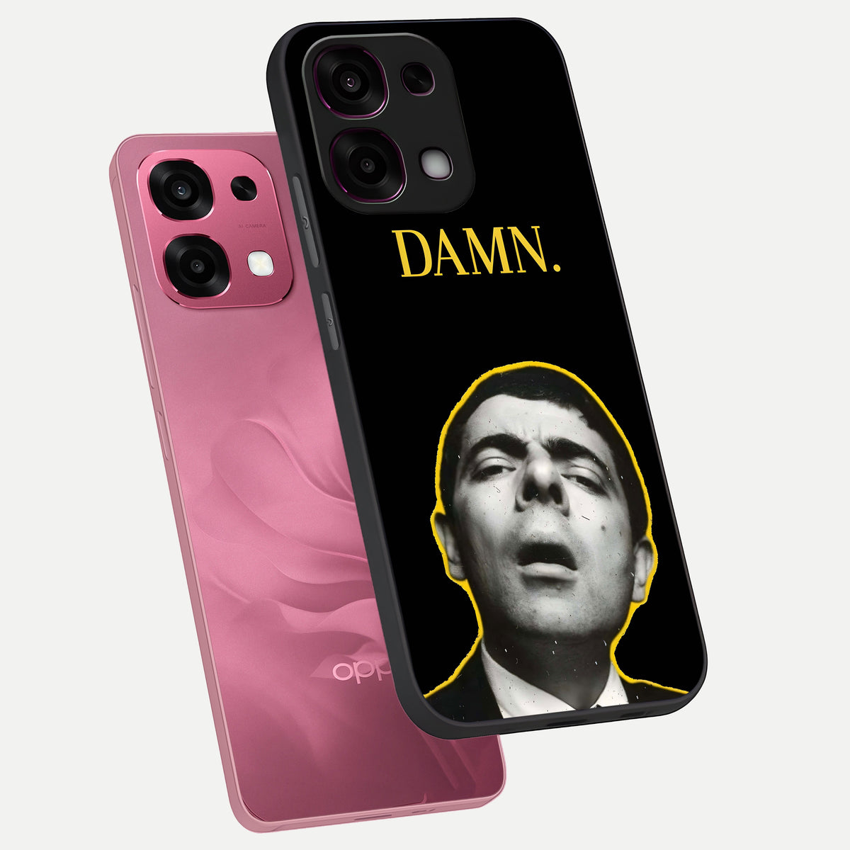  Mr Bean Damn phone case For Oppo F31 5G showing premium glass back cover with detailed artwork