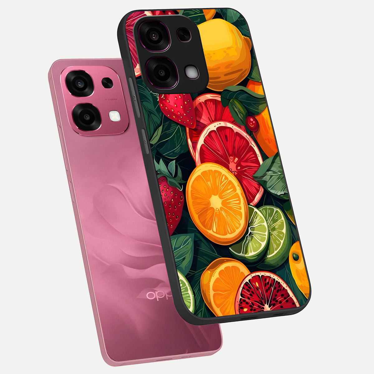  Multiple Fruits phone case For Oppo F31 5G showing premium glass back cover with detailed artwork