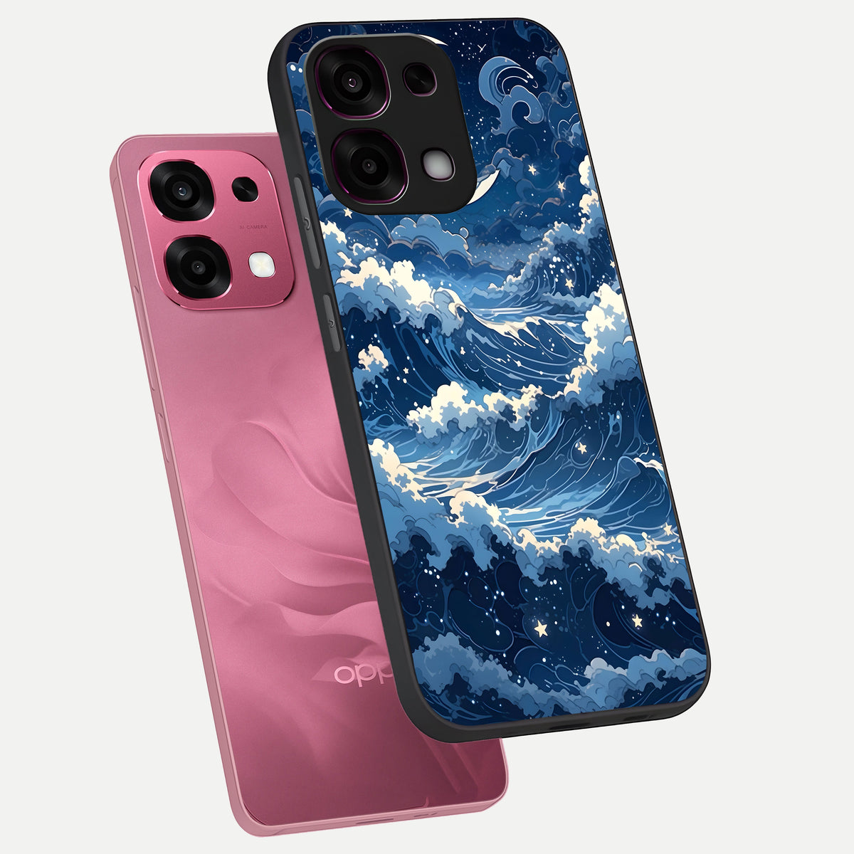  Ocean Moon Waves phone case For Oppo F31 5G showing premium glass back cover with detailed artwork