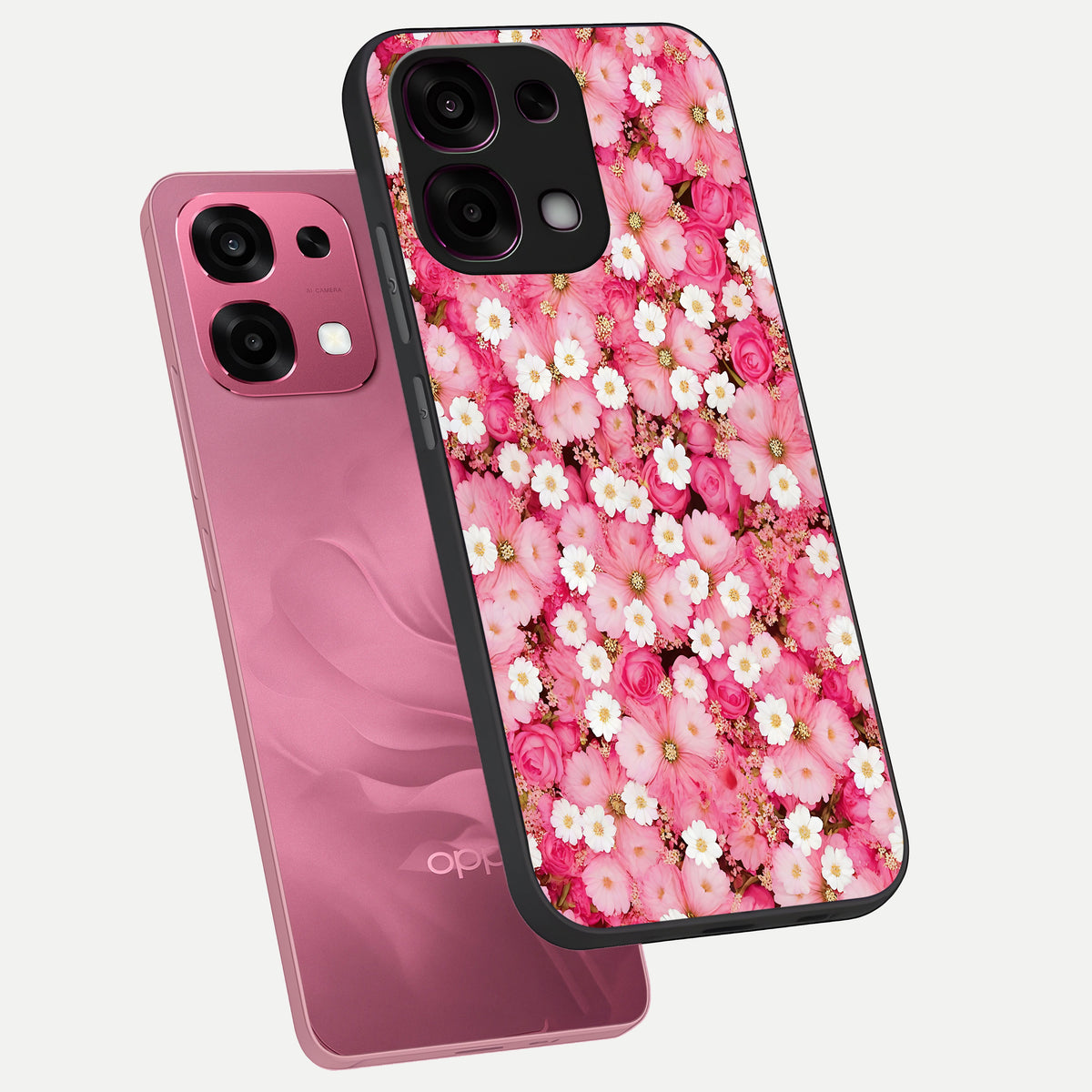  Pink Daisy Bliss phone case For Oppo F31 5G showing premium glass back cover with detailed artwork