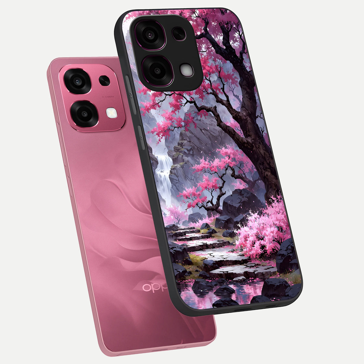  Pink Sunflower Glow phone case For Oppo F31 5G showing premium glass back cover with detailed artwork