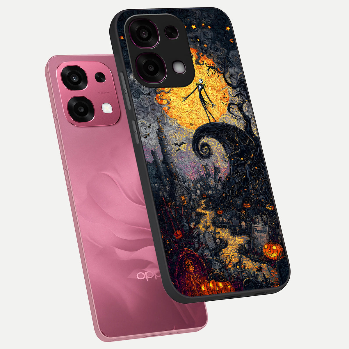  Pumpkin Moon Night phone case For Oppo F31 5G showing premium glass back cover with detailed artwork