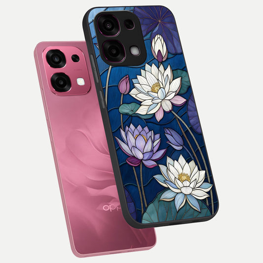 Purple Lotus Stained phone case For Oppo F31 5G showing premium glass back cover with detailed artwork