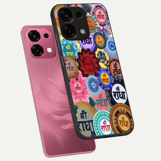  Radha Divine Bloom phone case For Oppo F31 5G showing premium glass back cover with detailed artwork