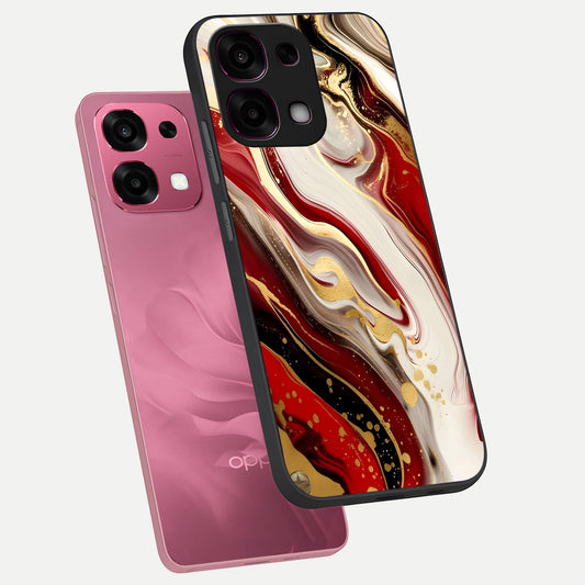  Red And White Marble phone case For Oppo F31 5G showing premium glass back cover with detailed artwork