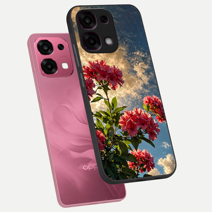 Red Bloom Skies phone case For Oppo F31 5G showing premium glass back cover with detailed artwork