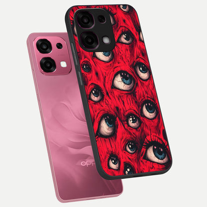  Red Eyes Pattern phone case For Oppo F31 5G showing premium glass back cover with detailed artwork