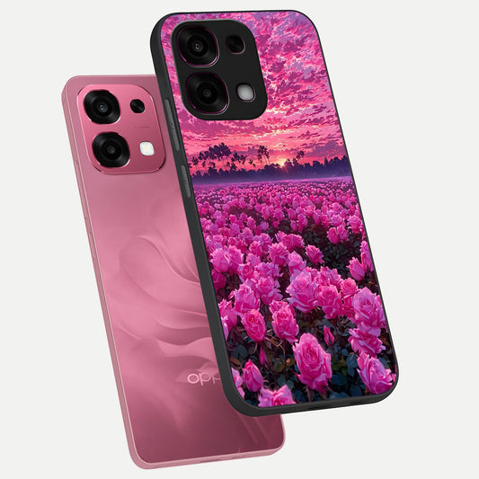  Rose Sunset Valley phone case For Oppo F31 5G showing premium glass back cover with detailed artwork