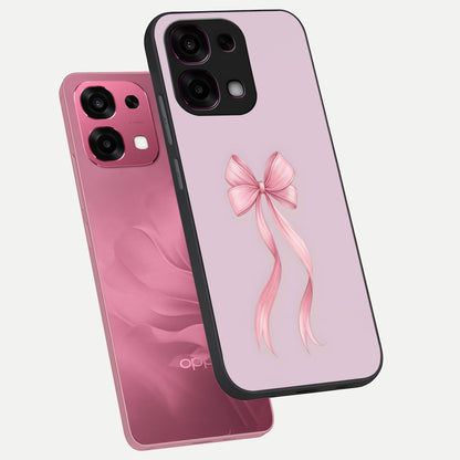  Soft Blush Bow phone case For Oppo F31 5G showing premium glass back cover with detailed artwork