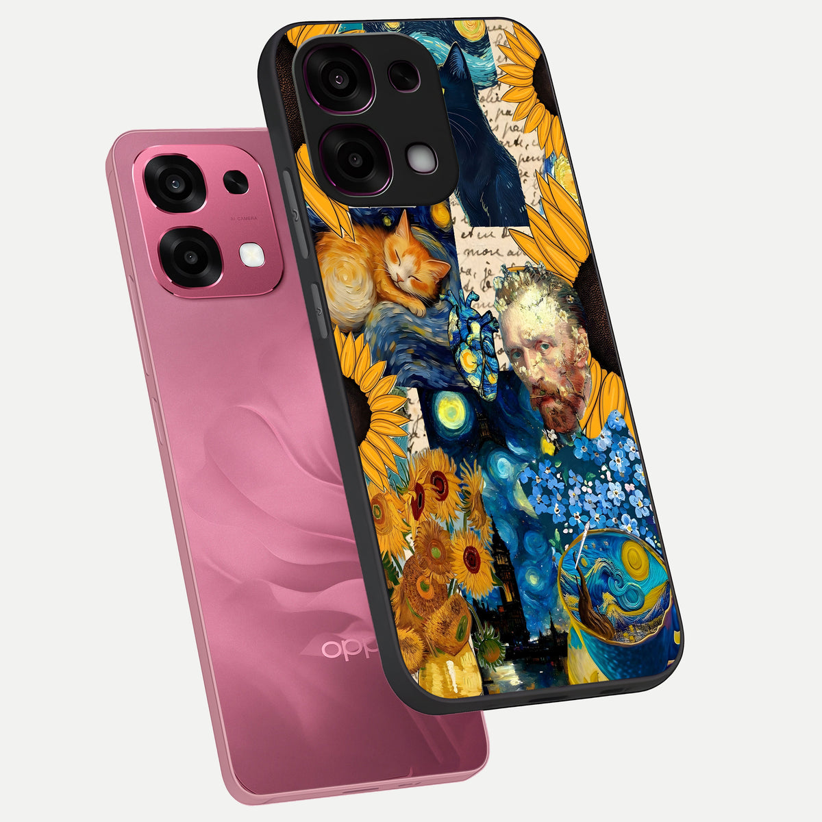  Sunflower Chic Mood Custom Name phone case For Oppo F31 5G showing premium glass back cover with detailed artwork
