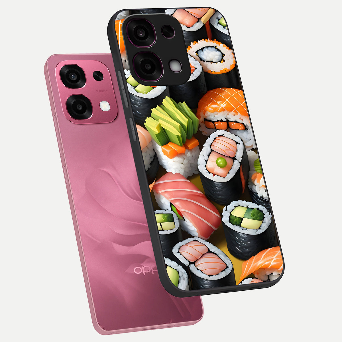  Sushi Food Pattern phone case For Oppo F31 5G showing premium glass back cover with detailed artwork