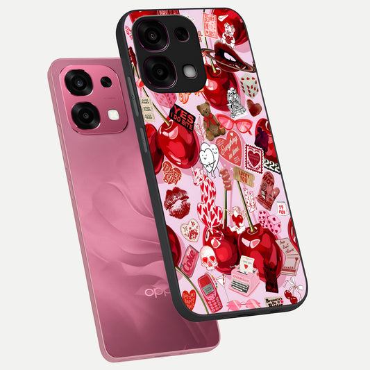  Sweet Cherry Chaos phone case For Oppo F31 5G showing premium glass back cover with detailed artwork