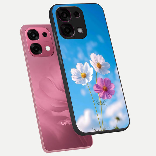  Tripple Flowers With Sky phone case For Oppo F31 5G showing premium glass back cover with detailed artwork