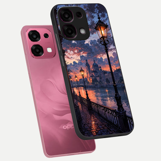  Twilight River Lights phone case For Oppo F31 5G showing premium glass back cover with detailed artwork